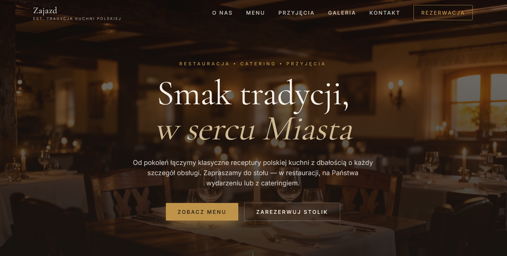 Screenshot: Landing page restauracji